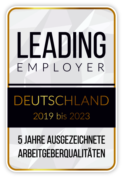 IE MAINTERRASSE Hanau -  LEADING EMPLOYER 2019 - 2023 - 5 Jahre ausgezeichnete Arbeitgeberqualitäten